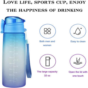 32 oz Water Bottle With Time Marker