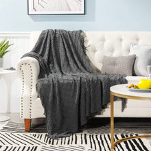 Load image into Gallery viewer, Knitted Throw Blanket With Tassels
