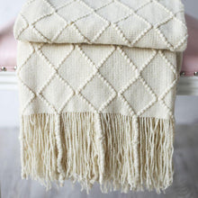 Load image into Gallery viewer, Knitted Throw Blanket With Tassels
