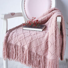 Load image into Gallery viewer, Knitted Throw Blanket With Tassels
